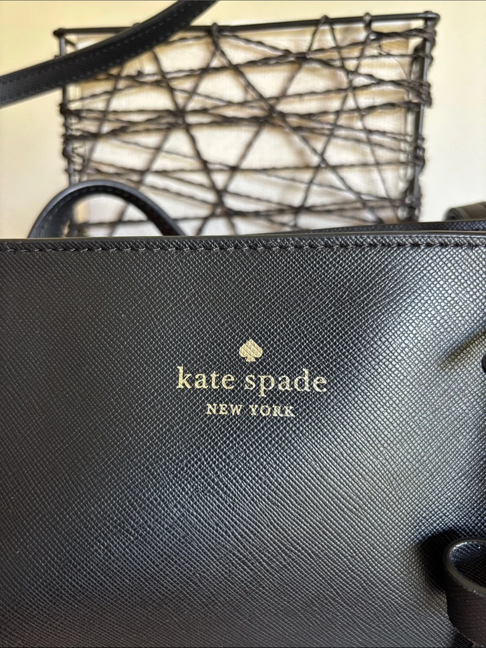 kate spade Black Leather Tote Bag with Bow